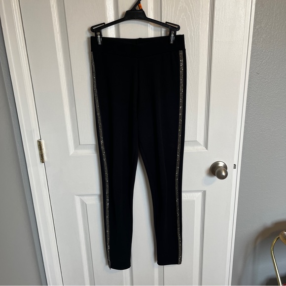 Black Zara trousers with beaded rhinestone stripe detail - Picture 1 of 8
